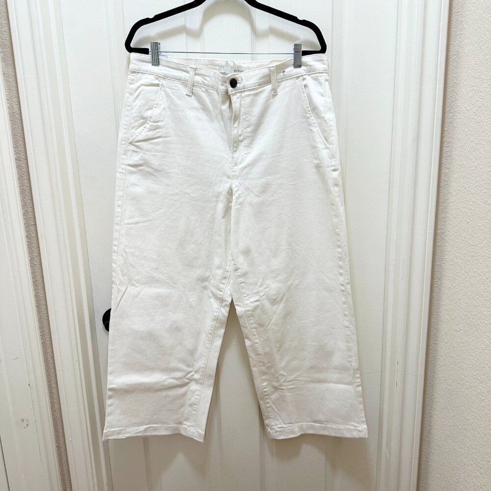 Ella Moss Women's Jeans Size 14 White, Wide Leg, Crop, Cottagecore, Coastal NEW